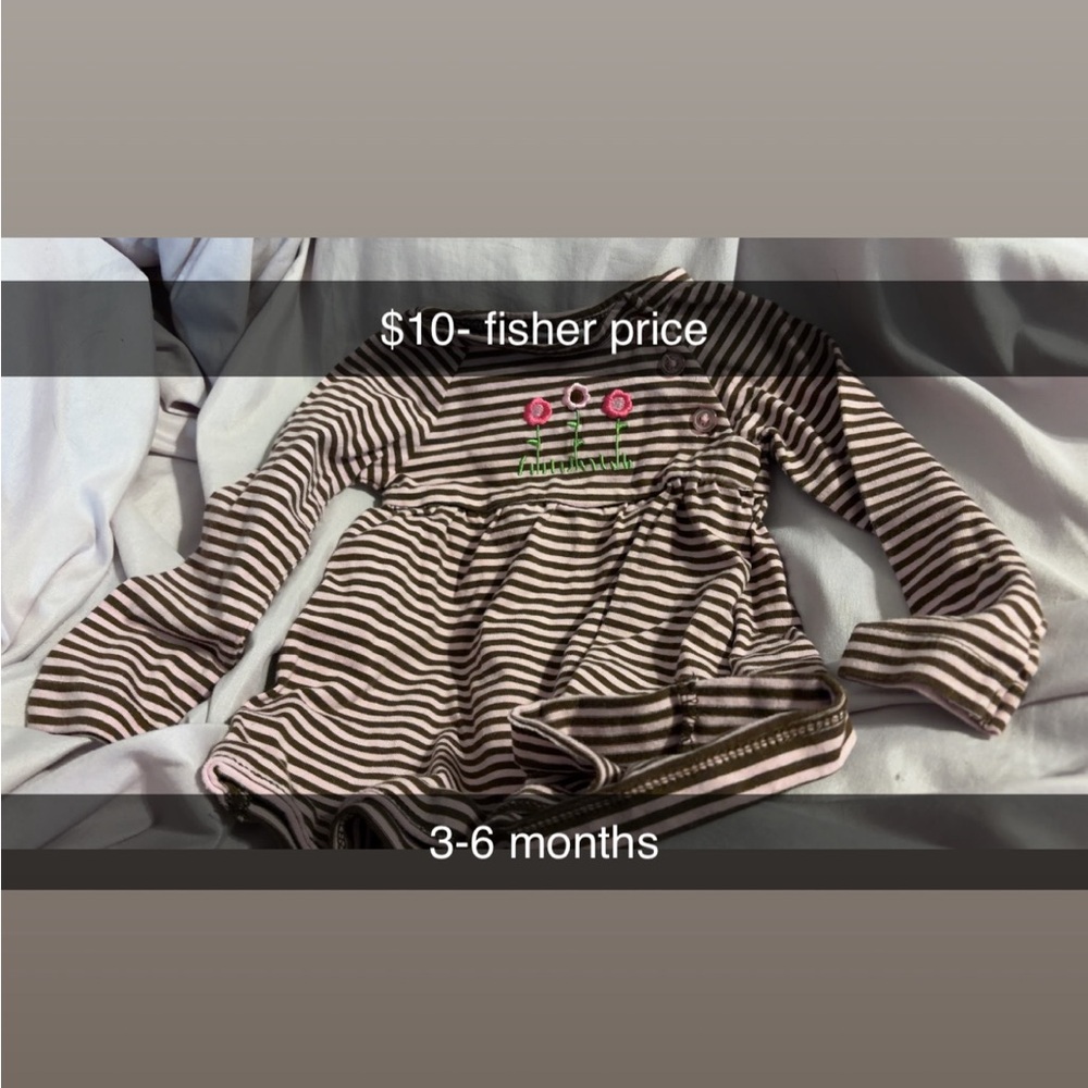 Fisher-Price Brown and Pink Striped Romper